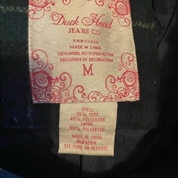 Duck Head Jeans Co Womens Wool Blend Plaid Hooded Jacket Size Medium Peacoat - Picture 7 of 7